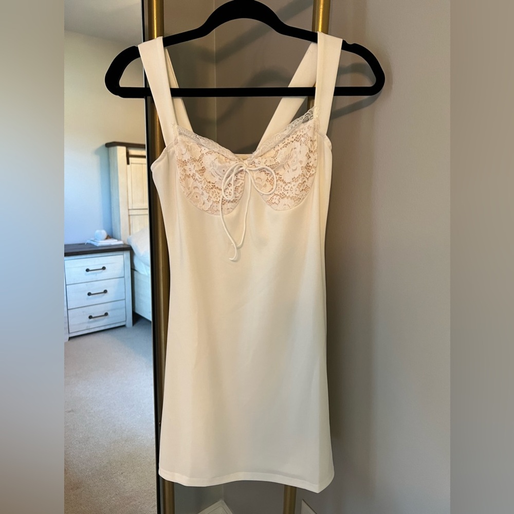 White mini dress with lace